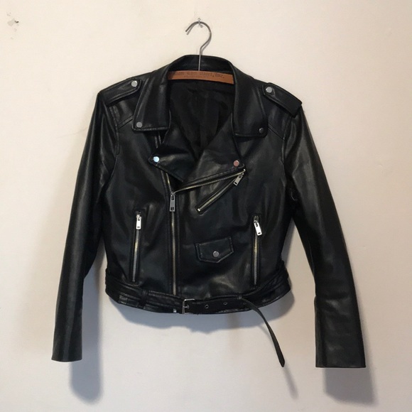 Zara Jackets & Blazers - Zara Vegan Leather Cropped Moto Jacket